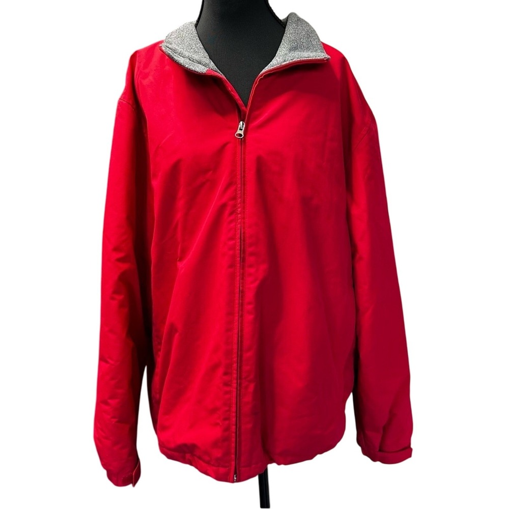 Lands End Mens‎ Classic Squall Jacket Hiking Red Fleece Lined US L Gorpcore